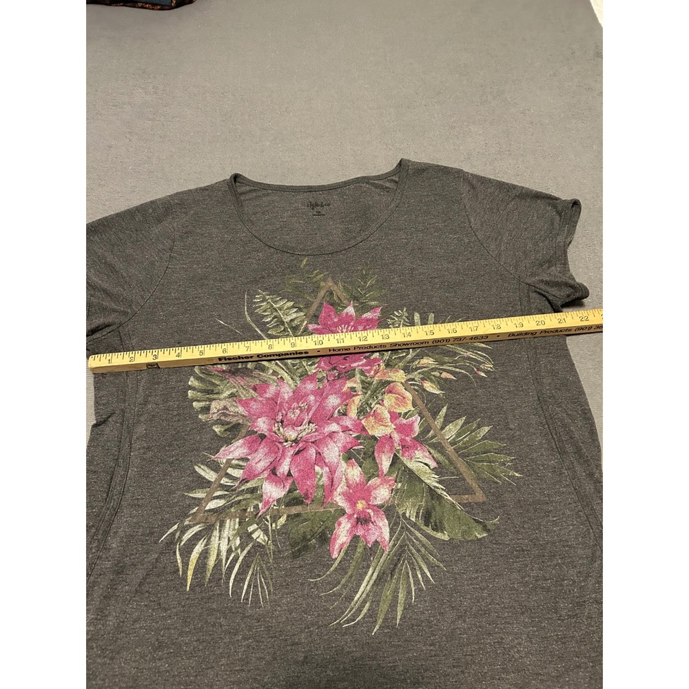 Style & Co Womens Charcoal Gray Tropical Floral Graphic T-Shirt Size XL - Picture 4 of 6